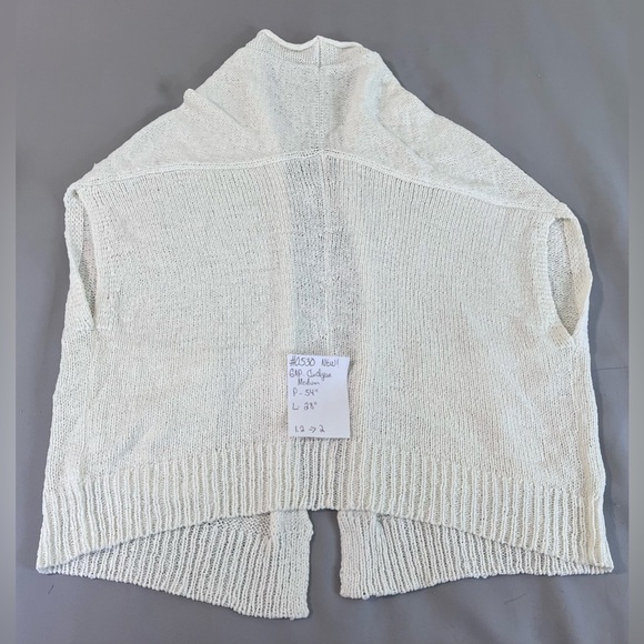 Gap Womens Off White Sleeveless Shawl Neck Open Front Cardigan Sweater Sz Med - Picture 10 of 10